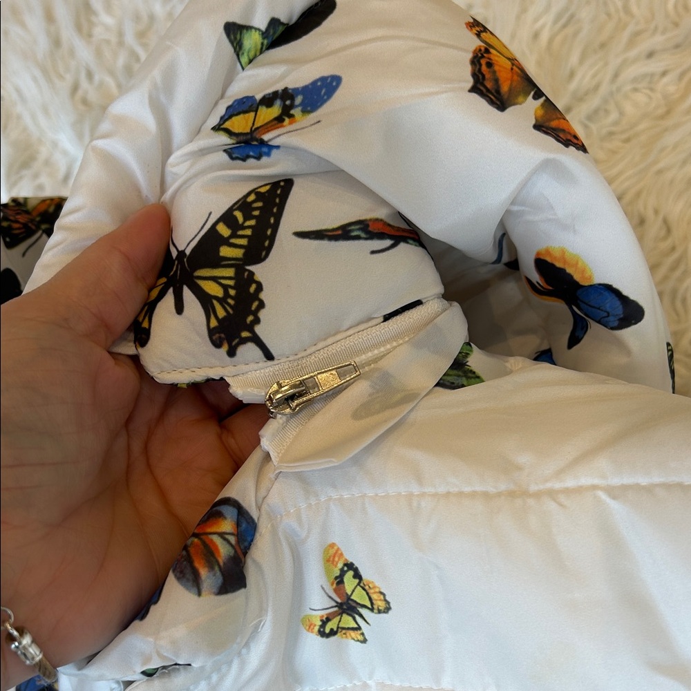 Kids Butterfly Print Puffer Jacket - Picture 4 of 7